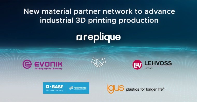 Replique Creates Network of Material Partners to Advance Industrial 3D Printed Parts Production